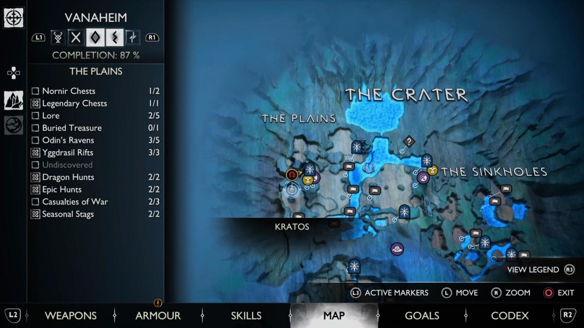 Odin's Ravens location in The Plains, Vanaheim, in God of War Ragnarok.